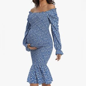 blue maternity dress amazon The Bodycon Dress & Duster Set (Baby Blue)  Bump City